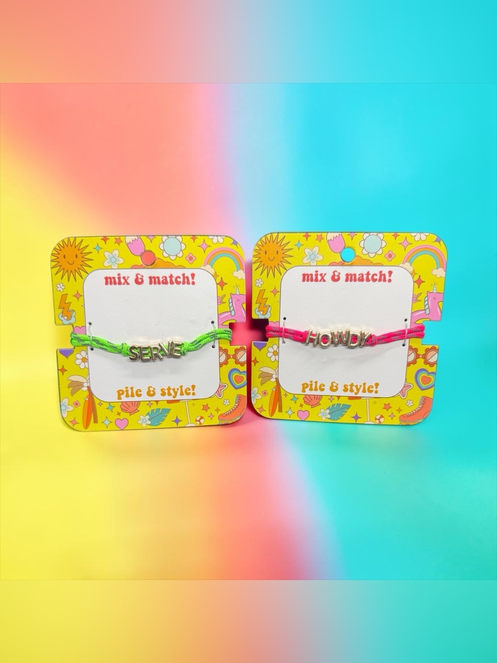 🏷️‼️5/$25🏷️‼️💚🩷Mix & Match💚🩷Kids Letter Charm Bracelets/NIP